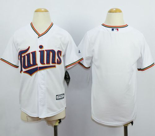 Twins Blank White Cool Base Stitched Youth MLB Jersey - Click Image to Close